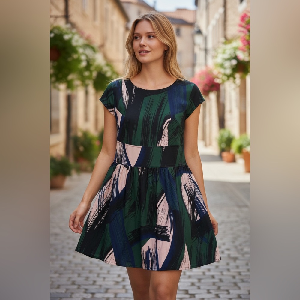 eShakti Custom Multicolor Abstract Mini Dress Sz 18